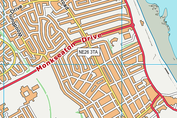 NE26 3TA map - OS VectorMap District (Ordnance Survey)