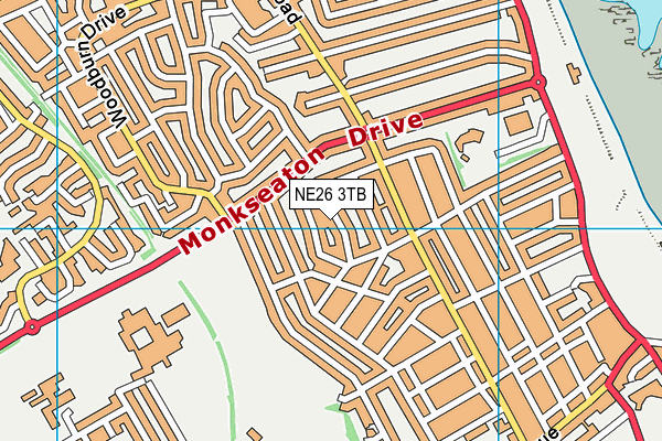 NE26 3TB map - OS VectorMap District (Ordnance Survey)