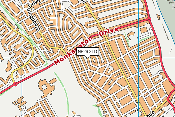 NE26 3TD map - OS VectorMap District (Ordnance Survey)