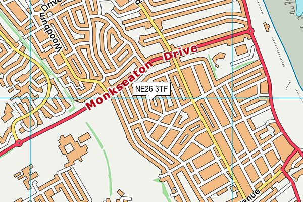 NE26 3TF map - OS VectorMap District (Ordnance Survey)