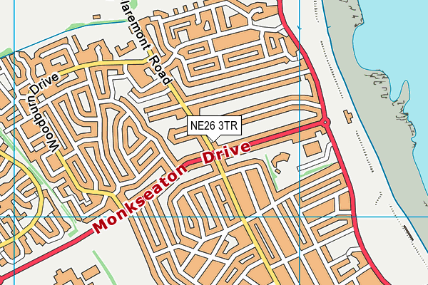 NE26 3TR map - OS VectorMap District (Ordnance Survey)