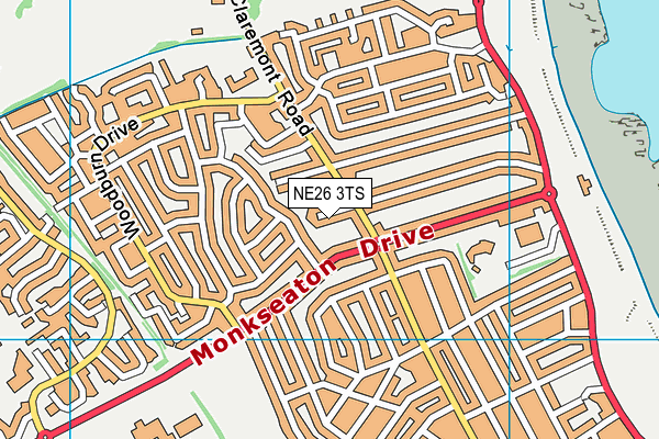 NE26 3TS map - OS VectorMap District (Ordnance Survey)