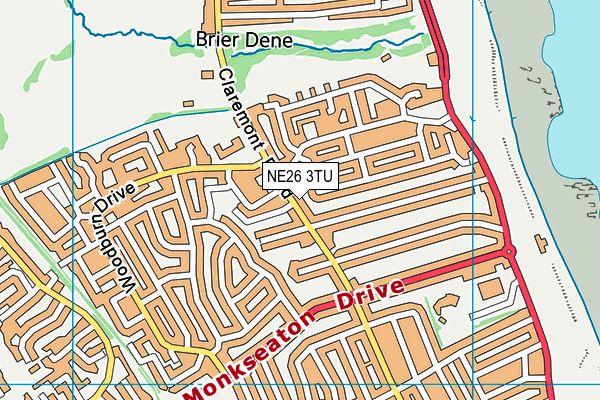 NE26 3TU map - OS VectorMap District (Ordnance Survey)