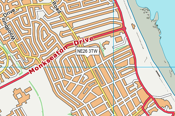 NE26 3TW map - OS VectorMap District (Ordnance Survey)