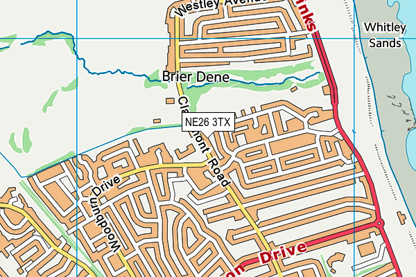 NE26 3TX map - OS VectorMap District (Ordnance Survey)