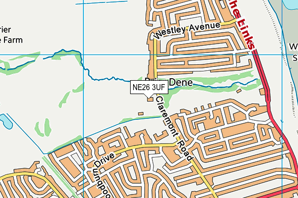 NE26 3UF map - OS VectorMap District (Ordnance Survey)