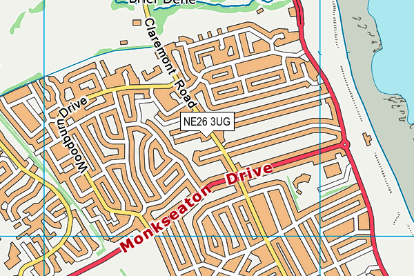 NE26 3UG map - OS VectorMap District (Ordnance Survey)