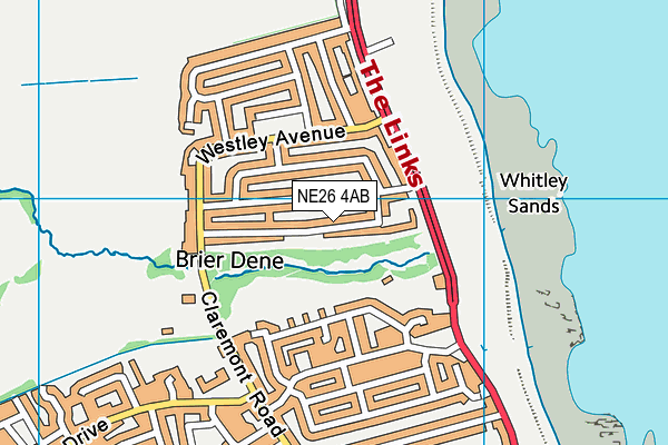 NE26 4AB map - OS VectorMap District (Ordnance Survey)