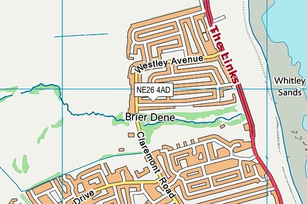 NE26 4AD map - OS VectorMap District (Ordnance Survey)