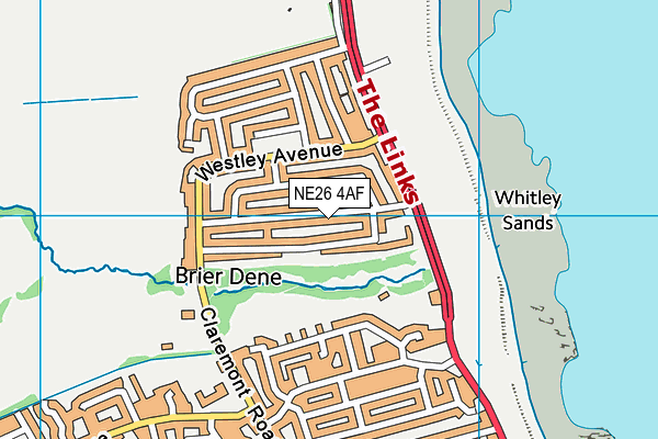 NE26 4AF map - OS VectorMap District (Ordnance Survey)