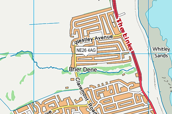 NE26 4AG map - OS VectorMap District (Ordnance Survey)