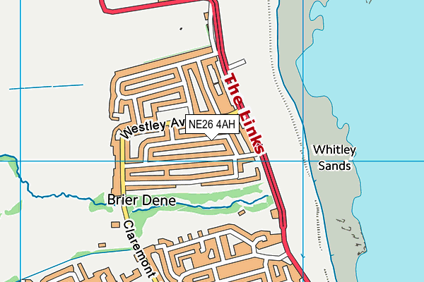 NE26 4AH map - OS VectorMap District (Ordnance Survey)