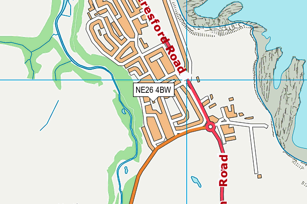 NE26 4BW map - OS VectorMap District (Ordnance Survey)