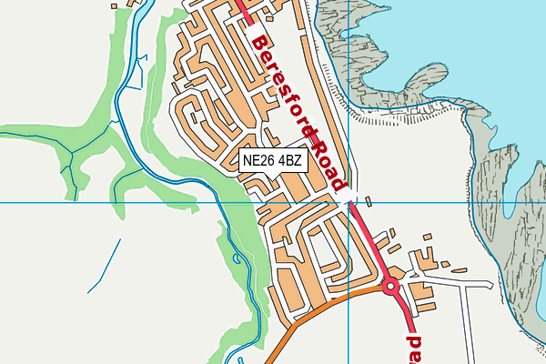 NE26 4BZ map - OS VectorMap District (Ordnance Survey)