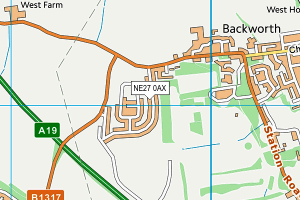 NE27 0AX map - OS VectorMap District (Ordnance Survey)