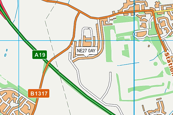 NE27 0AY map - OS VectorMap District (Ordnance Survey)