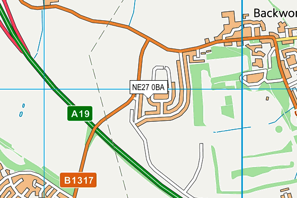 NE27 0BA map - OS VectorMap District (Ordnance Survey)