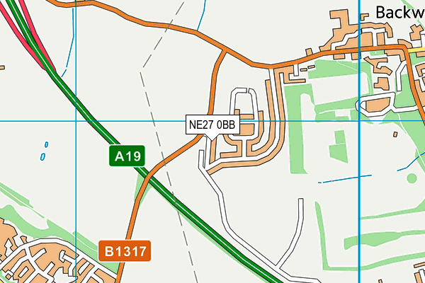 NE27 0BB map - OS VectorMap District (Ordnance Survey)
