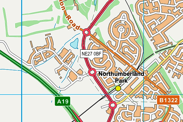 NE27 0BF map - OS VectorMap District (Ordnance Survey)