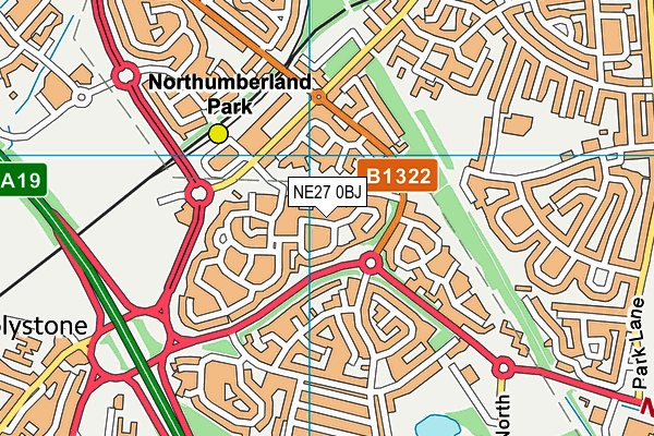 NE27 0BJ map - OS VectorMap District (Ordnance Survey)