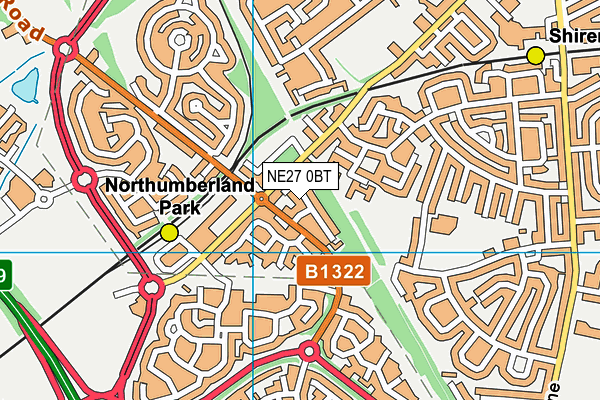 NE27 0BT map - OS VectorMap District (Ordnance Survey)