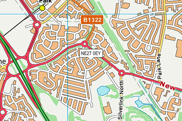 NE27 0EY map - OS VectorMap District (Ordnance Survey)