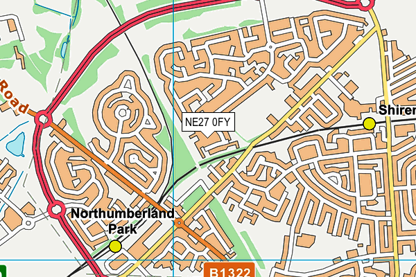 NE27 0FY map - OS VectorMap District (Ordnance Survey)