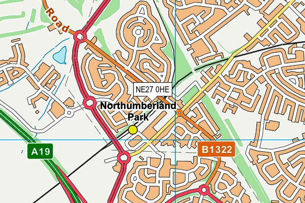 NE27 0HE map - OS VectorMap District (Ordnance Survey)
