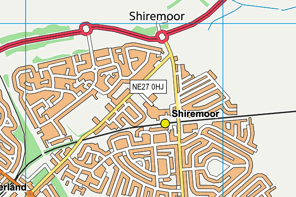 Shiremoor Middle (Closed) map (NE27 0HJ) - OS VectorMap District (Ordnance Survey)