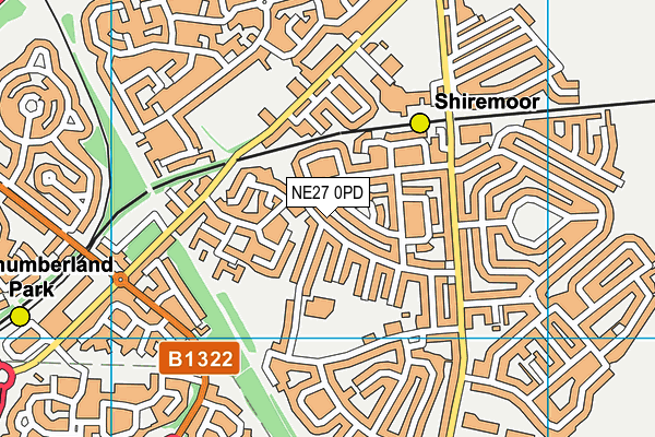 NE27 0PD map - OS VectorMap District (Ordnance Survey)