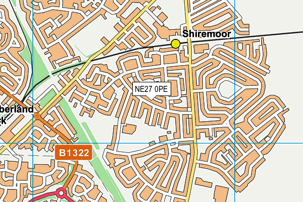 NE27 0PE map - OS VectorMap District (Ordnance Survey)