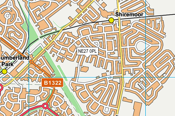 NE27 0PL map - OS VectorMap District (Ordnance Survey)