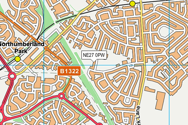 NE27 0PW map - OS VectorMap District (Ordnance Survey)