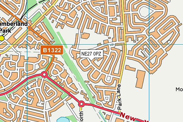 NE27 0PZ map - OS VectorMap District (Ordnance Survey)