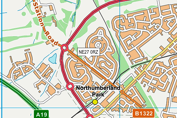 NE27 0RZ map - OS VectorMap District (Ordnance Survey)