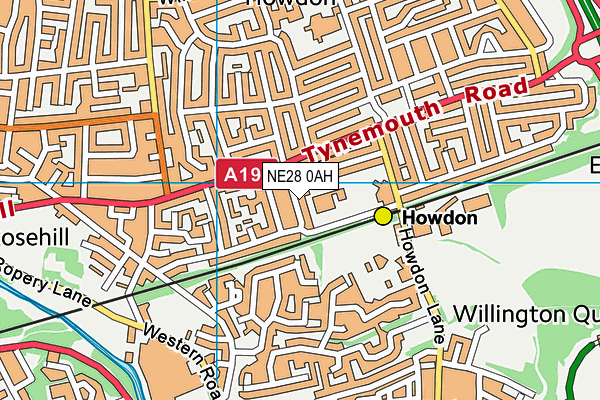 NE28 0AH map - OS VectorMap District (Ordnance Survey)