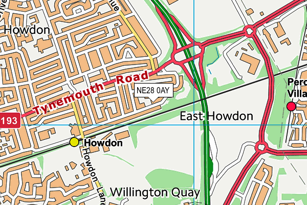 NE28 0AY map - OS VectorMap District (Ordnance Survey)