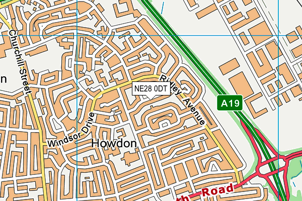 NE28 0DT map - OS VectorMap District (Ordnance Survey)