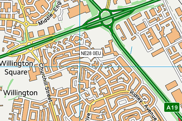 NE28 0EU map - OS VectorMap District (Ordnance Survey)