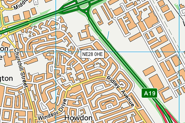 NE28 0HE map - OS VectorMap District (Ordnance Survey)