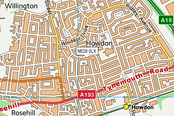 NE28 0LX map - OS VectorMap District (Ordnance Survey)