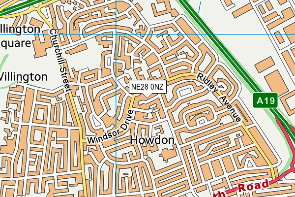 NE28 0NZ map - OS VectorMap District (Ordnance Survey)