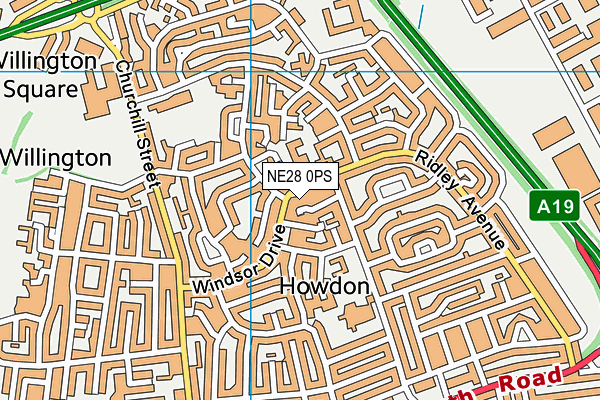 NE28 0PS map - OS VectorMap District (Ordnance Survey)