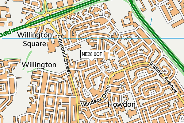 NE28 0QF map - OS VectorMap District (Ordnance Survey)