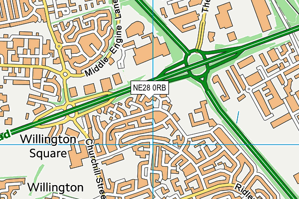 NE28 0RB map - OS VectorMap District (Ordnance Survey)