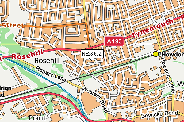 NE28 6JZ map - OS VectorMap District (Ordnance Survey)