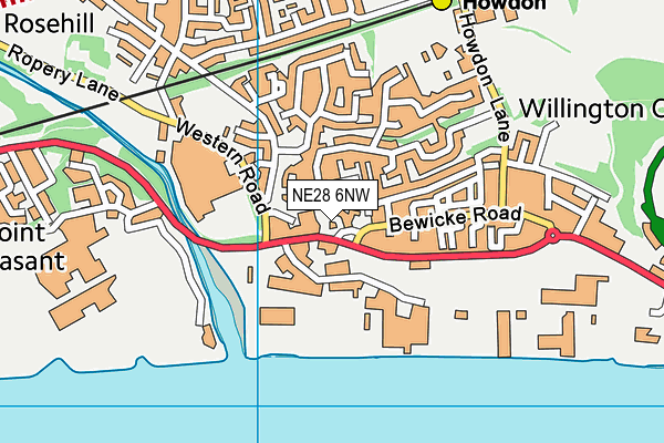 NE28 6NW map - OS VectorMap District (Ordnance Survey)