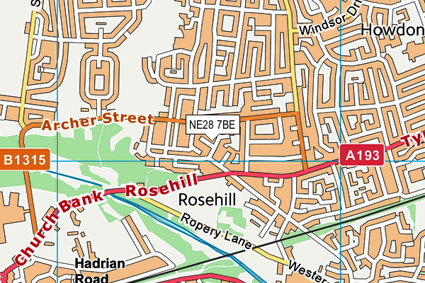 NE28 7BE map - OS VectorMap District (Ordnance Survey)