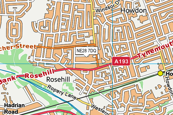 NE28 7DQ map - OS VectorMap District (Ordnance Survey)