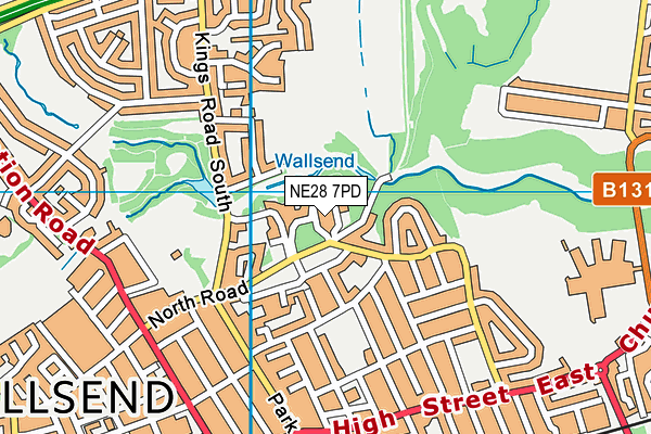 NE28 7PD map - OS VectorMap District (Ordnance Survey)